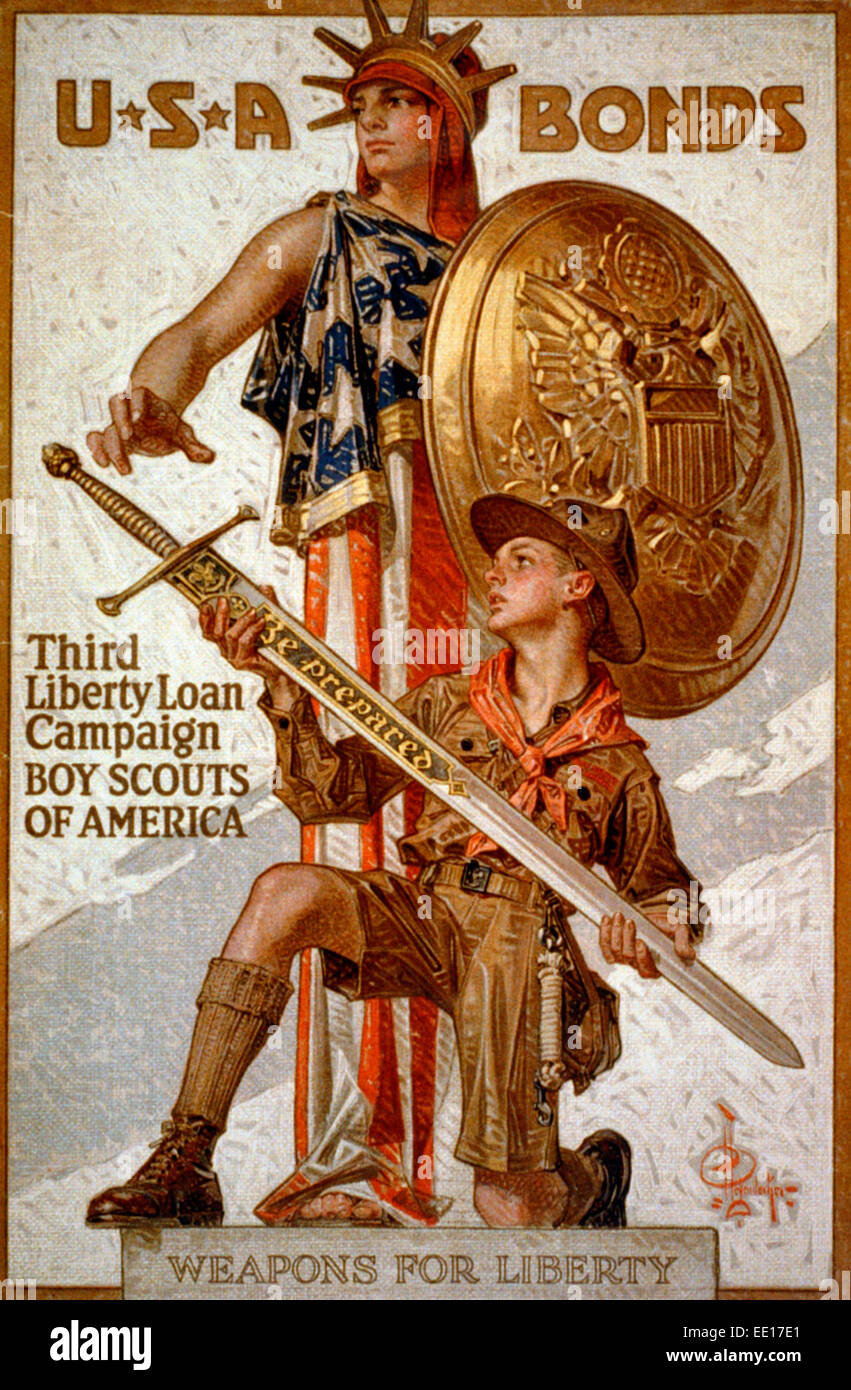 USA Obligations - troisième campagne d'emprunt de la Liberté - Boy Scouts of America Des armes pour la liberté, de l'affiche 1917 Banque D'Images