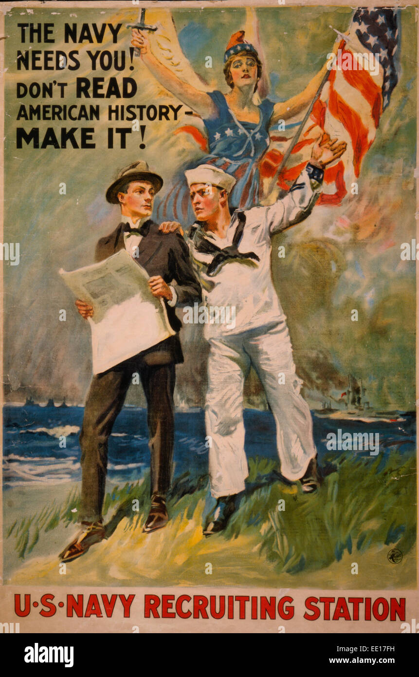 La Marine a besoin de vous ! Ne lisez pas l'histoire américaine - le faire ! La PREMIÈRE GUERRE MONDIALE Affiche de recrutement de l'affiche, 1917 Banque D'Images