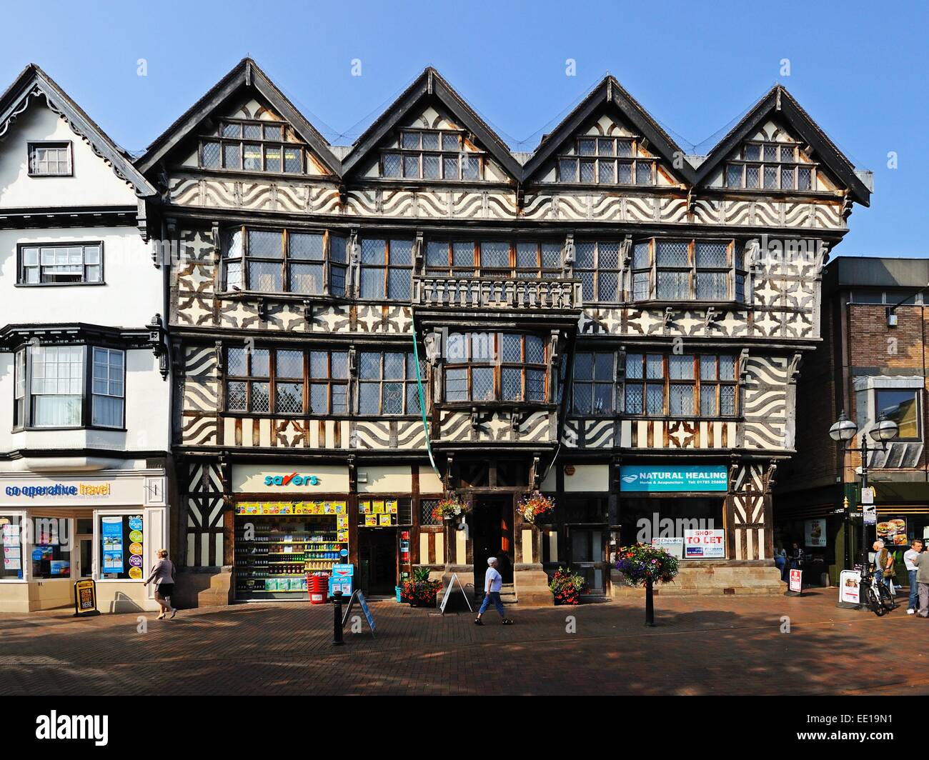 L'ancienne chambre haute le long Greengate Street dans le centre-ville, Stafford, Staffordshire, Angleterre, Royaume-Uni, Europe de l'Ouest. Banque D'Images