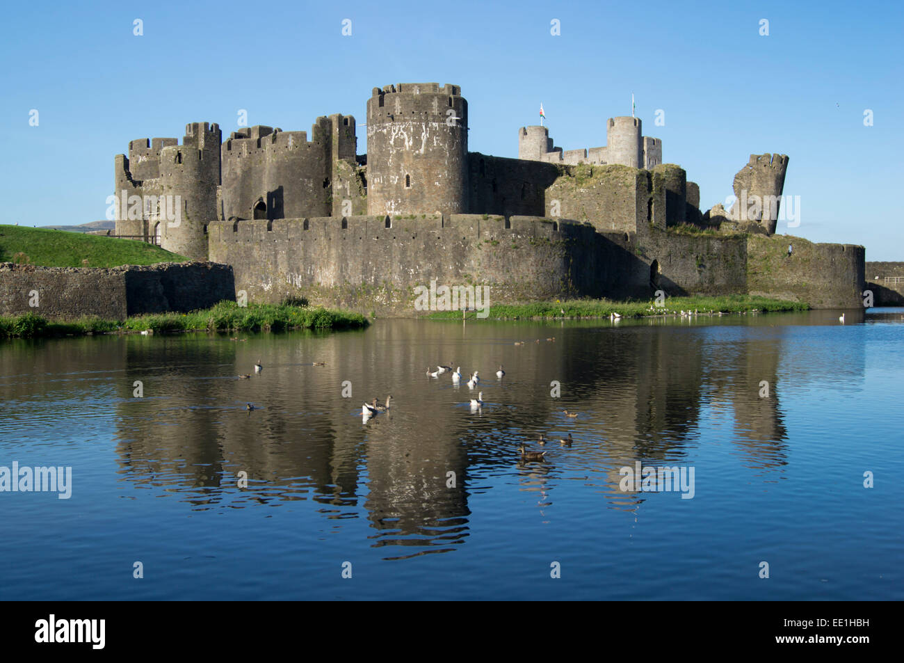 Château de Caerphilly, Caerphilly, Glamorgan, Pays de Galles, Royaume-Uni, Europe Banque D'Images
