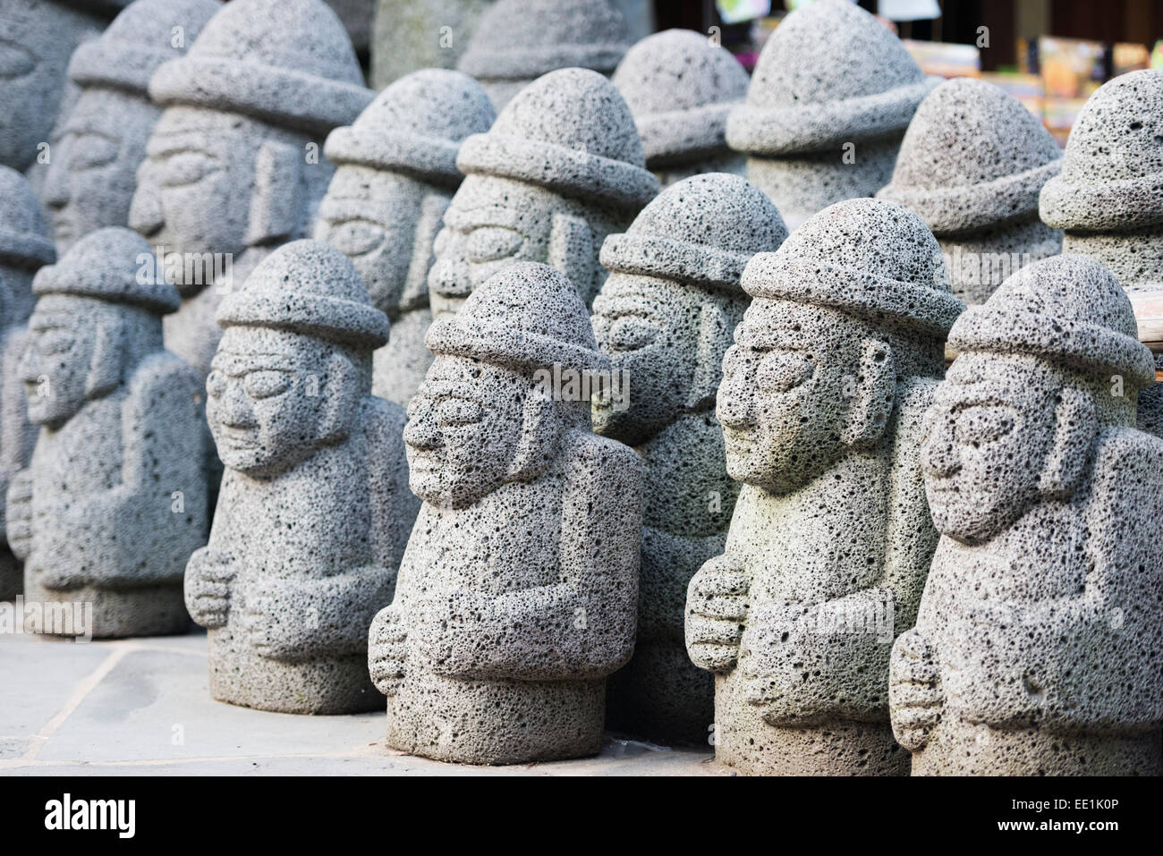 Hareubang harubang (DOL) la protection et la fécondité des statues, Seogwipo City, l'île de Jeju, Corée du Sud, Asie Banque D'Images