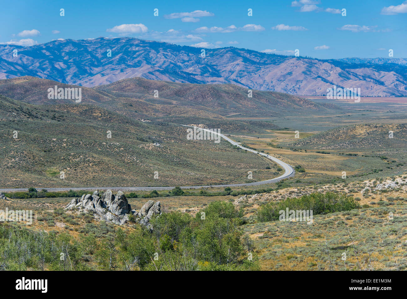 Vue sur la forêt nationale de scie au nord de Sun Valley, Idaho, États-Unis d'Amérique, Amérique du Nord Banque D'Images