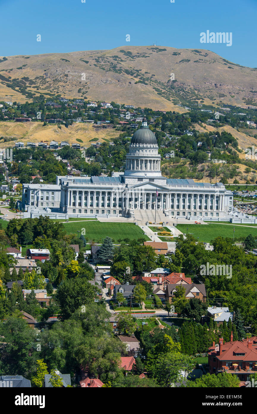 Vue sur le capitole de l'état de l'Utah, Salt Lake City, Utah, États-Unis d'Amérique, Amérique du Nord Banque D'Images