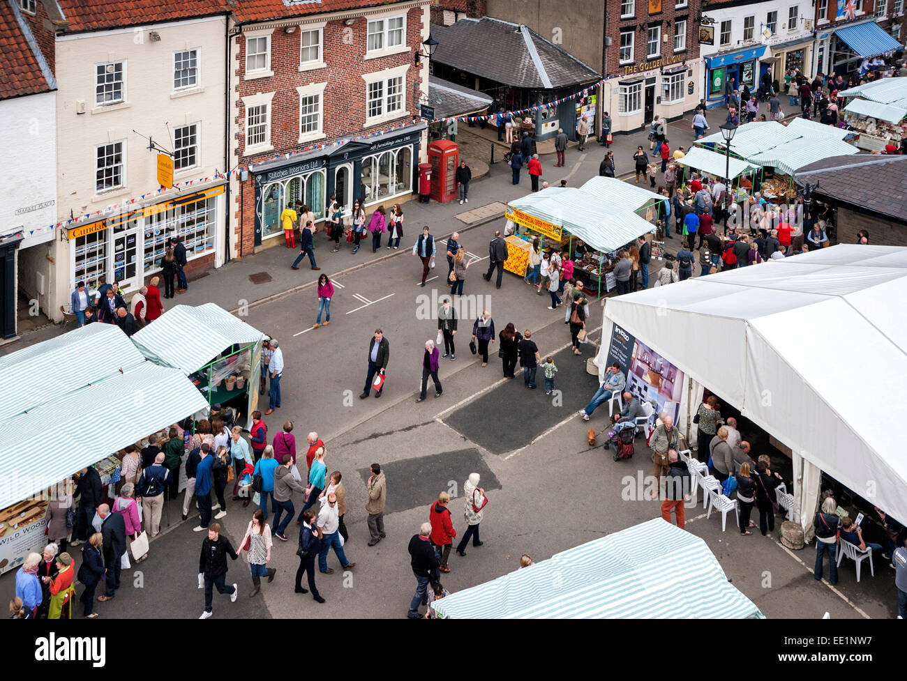 Une vue aérienne de Shoppers à Malton festival des gourmands Banque D'Images