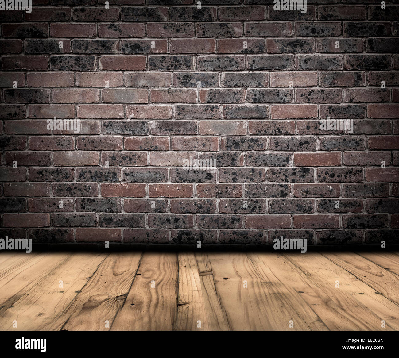 Image d'un mur de briques et de plancher en bois pour les concepteurs à utiliser. Banque D'Images
