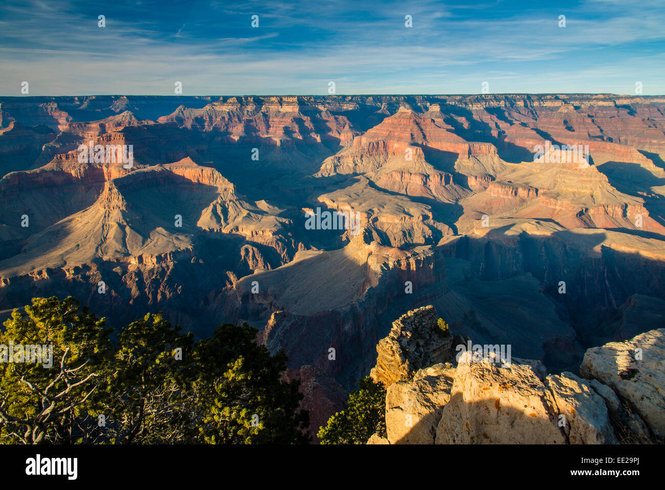 Vue du coucher de South Rim du point Hopi, le Parc National du Grand Canyon, Arizona, USA Banque D'Images