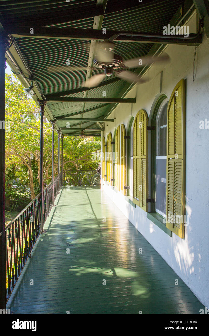 Balcon de la maison d'Ernest Hemingway à Key West, Floride, USA Banque D'Images
