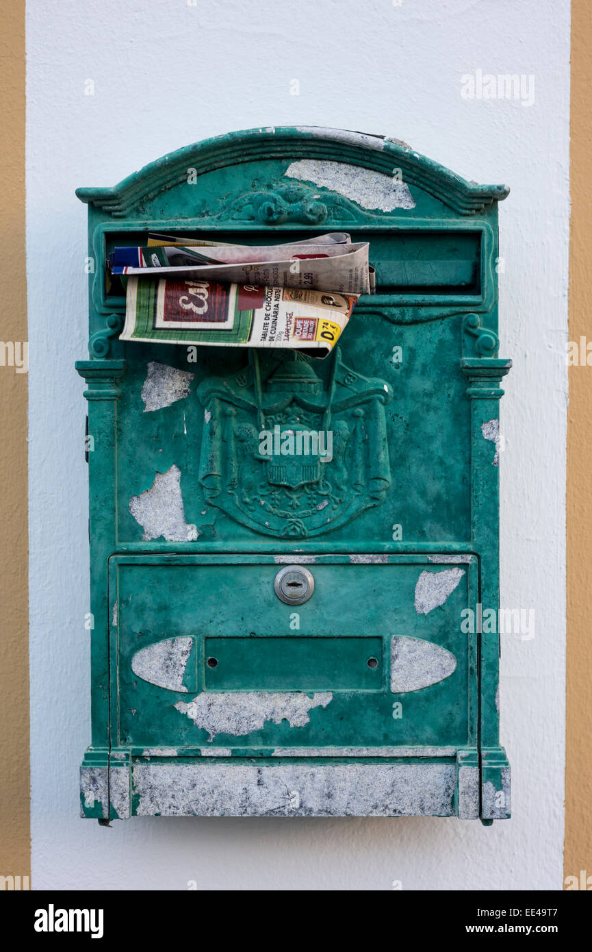 VTG French Mailbox La Poste Blue Metal Authentic Postes Boite Aux Lettres  France