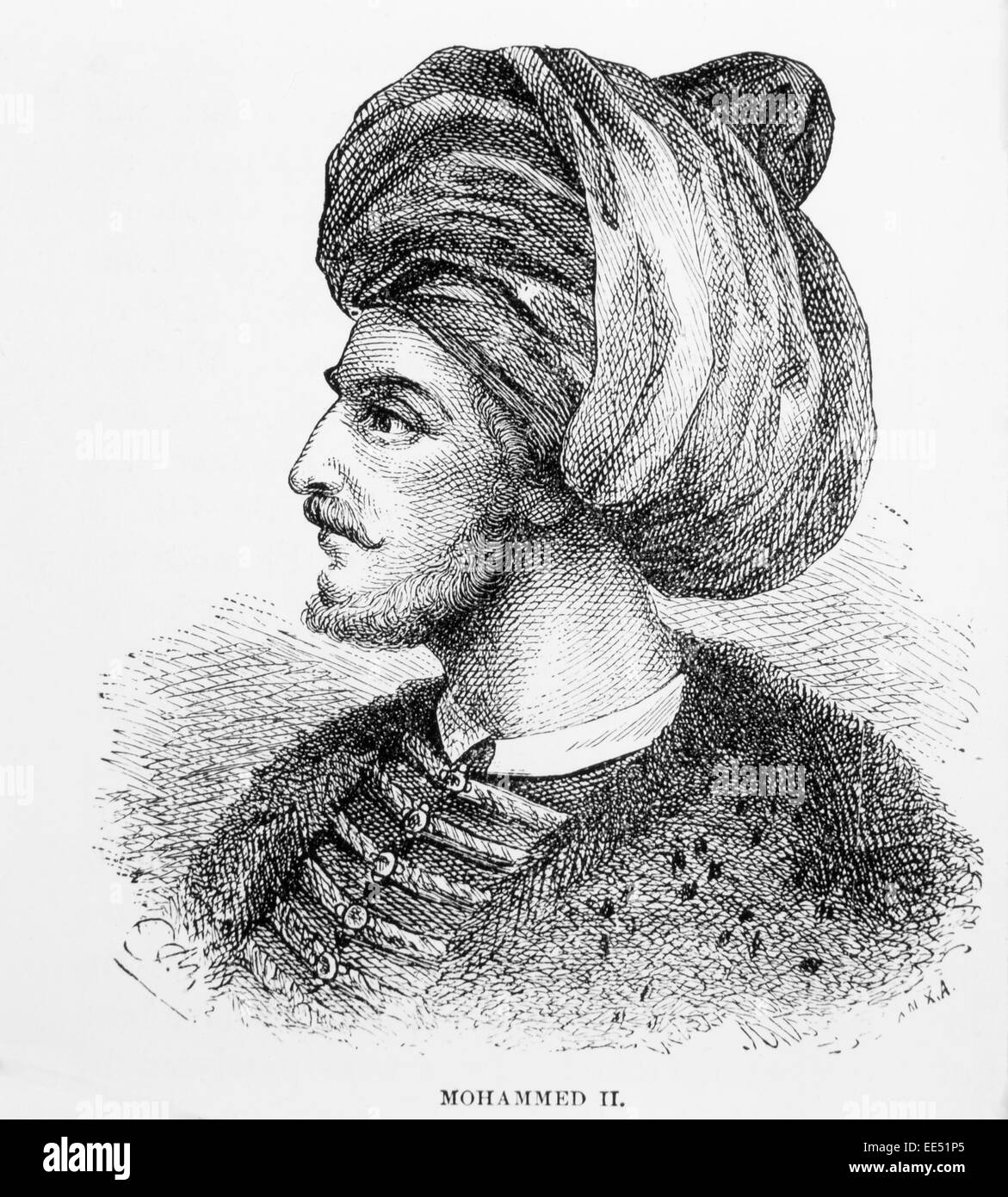 Mehmed II (1432-81), Sultan Ottoman, considéré comme le véritable fondateur de l'Empire Ottoman, gravure 1885 Banque D'Images