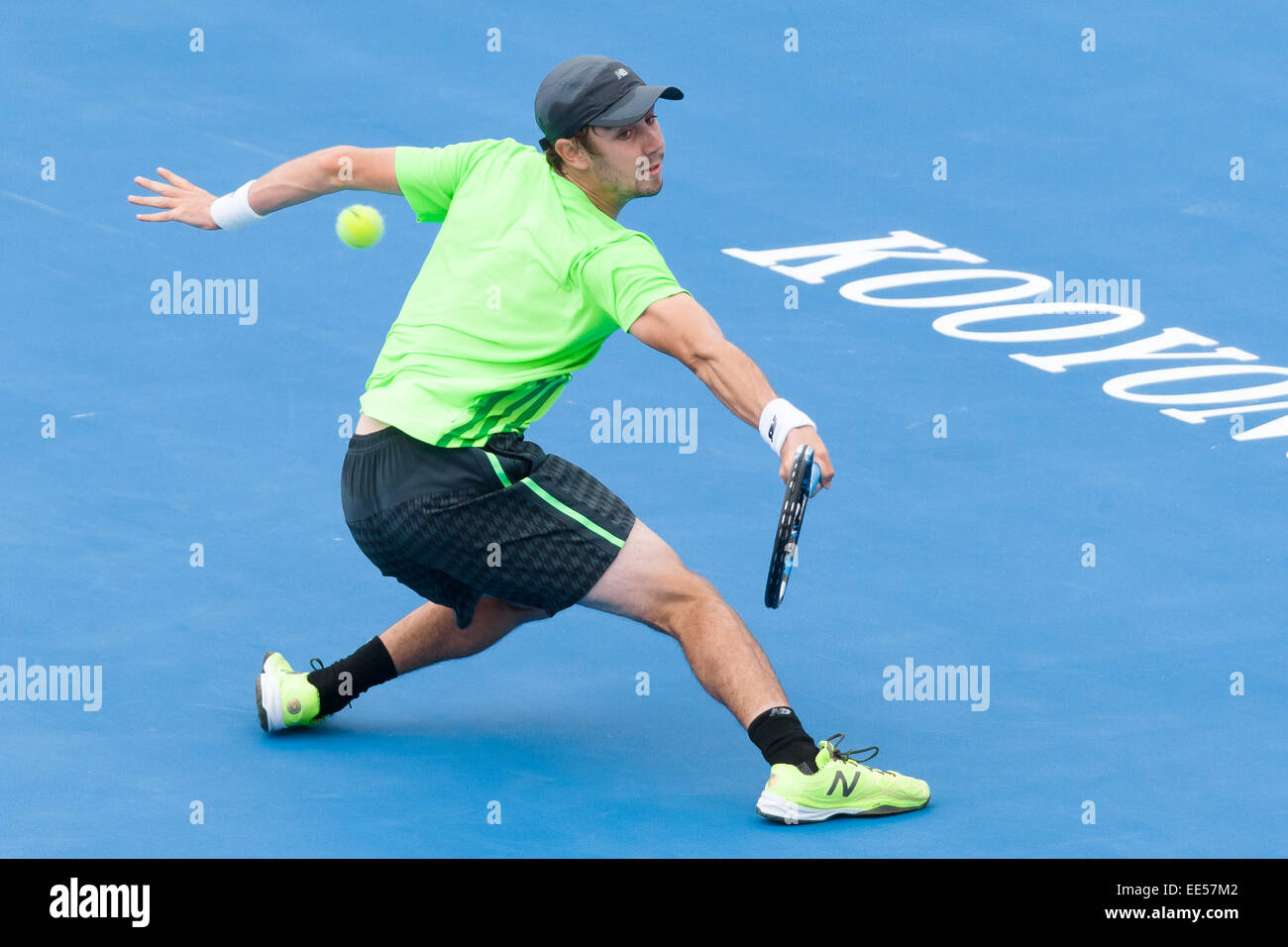 Melbourne, Australie. 14 Jan, 2015. La Jordanie Thompson (AUS) en action au jour 2 de la 2015 Kooyong Classic tournoi au Kooyong Lawn Tennis Club à Melbourne, Australie. Bas Sydney/Cal Sport Media/Alamy Live News Banque D'Images