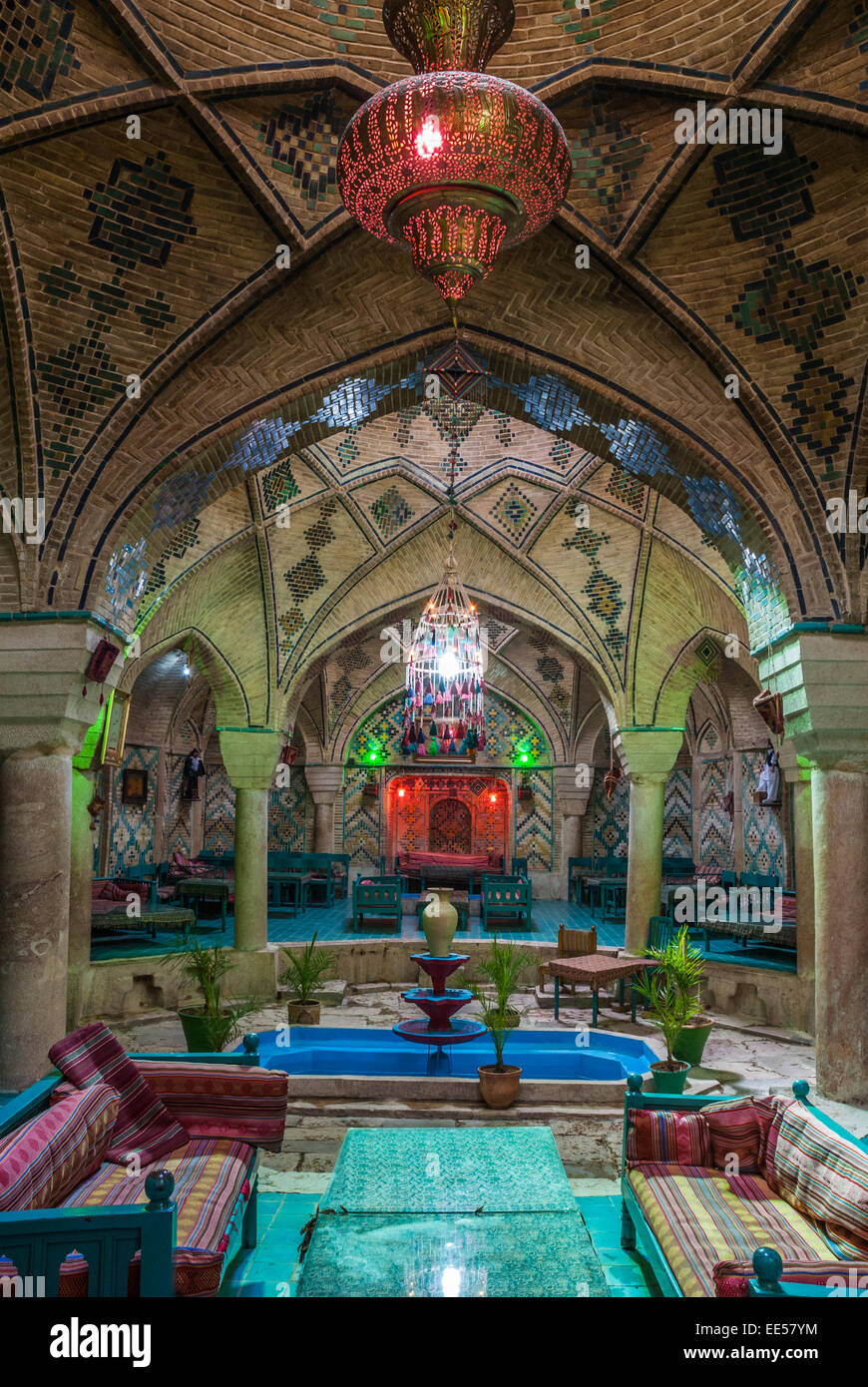 En Tea-House traditionnels Kerman, Iran. Banque D'Images