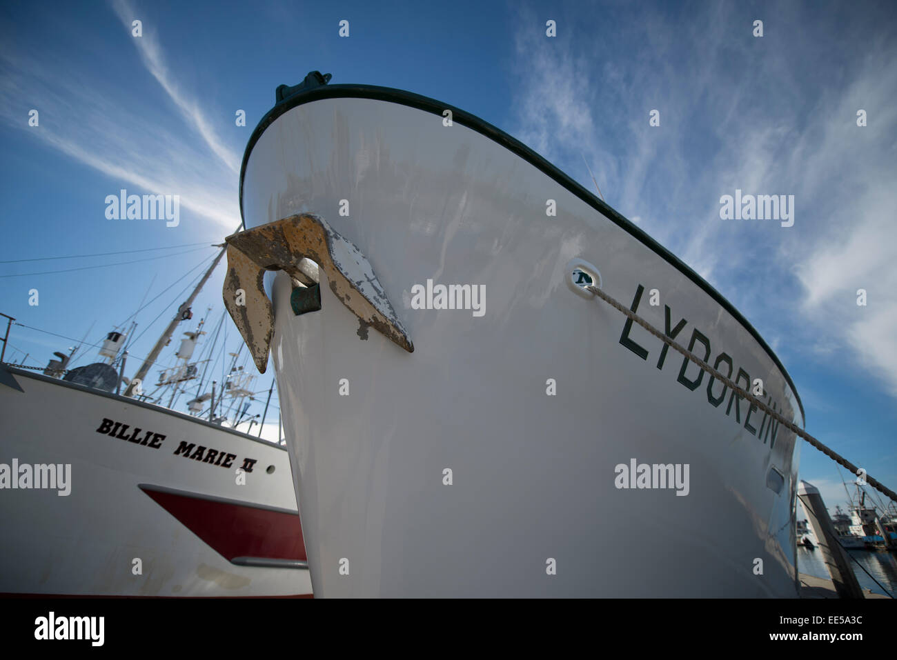 Bateaux de pêche commerciale Lydorein et Billie Marie II, G Street Pier, la baie de San Diego, San Diego, California USA Banque D'Images