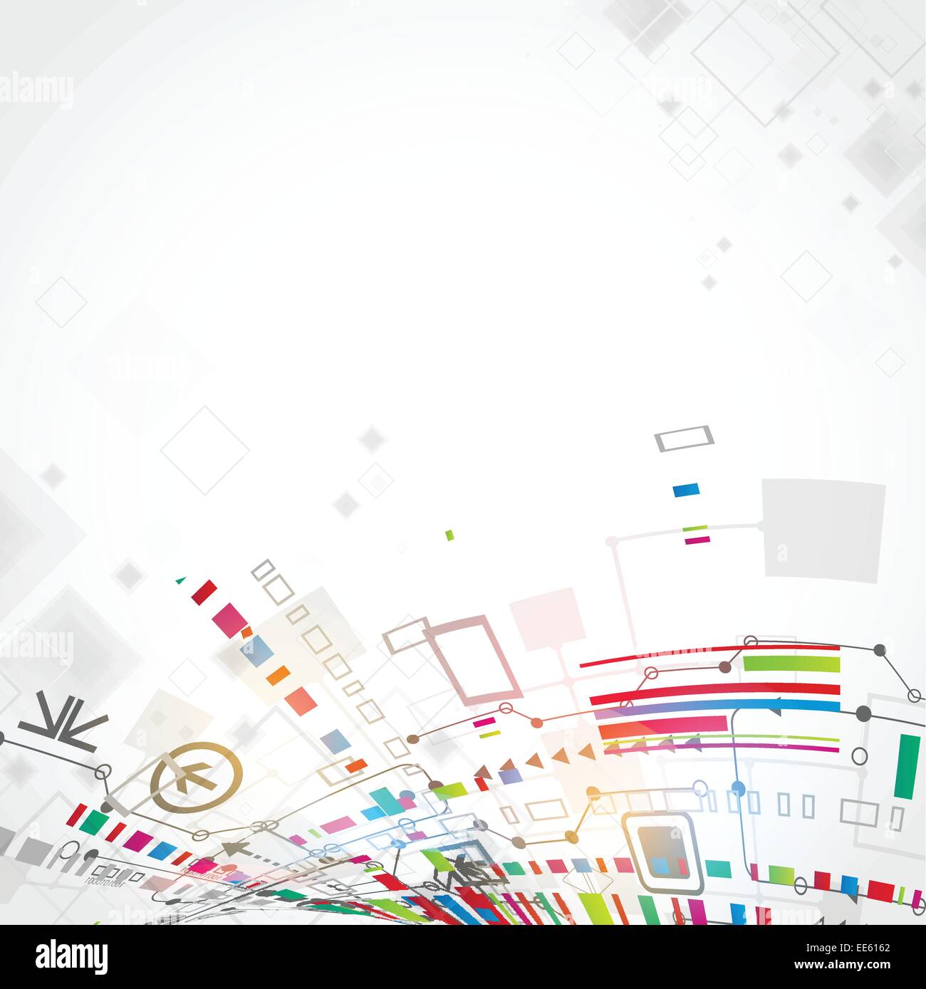 Résumé Contexte technologique avec divers éléments technologiques Illustration de Vecteur