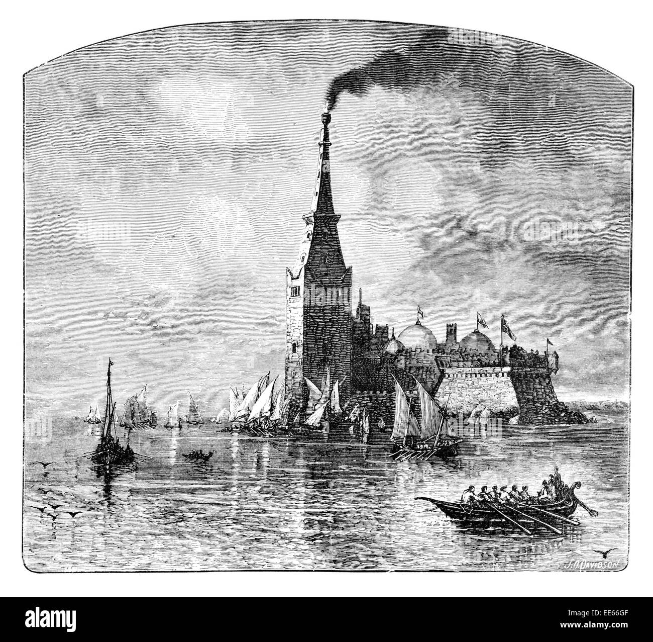 Phare d'Alexandrie Phare tower Royaume ptolémaïque Sept Merveilles du monde antique égyptienne Egypte Banque D'Images