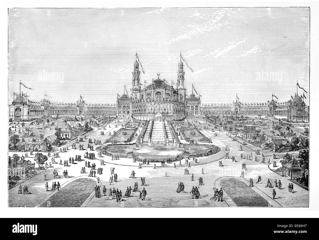 Palais du Trocadéro Jardin Salon International de Paris 1878 World's Fair Exposition Universelle France Avenue Banque D'Images