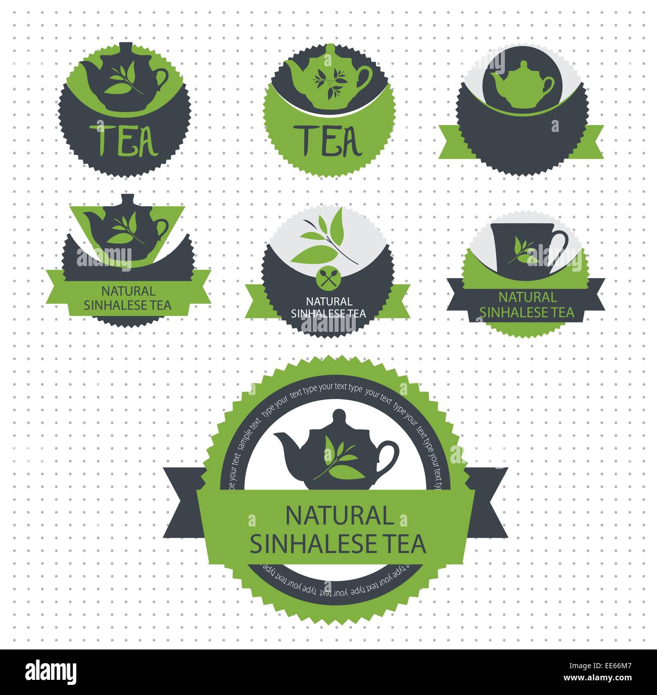 Ensemble de thé label. Vector Illustration de Vecteur