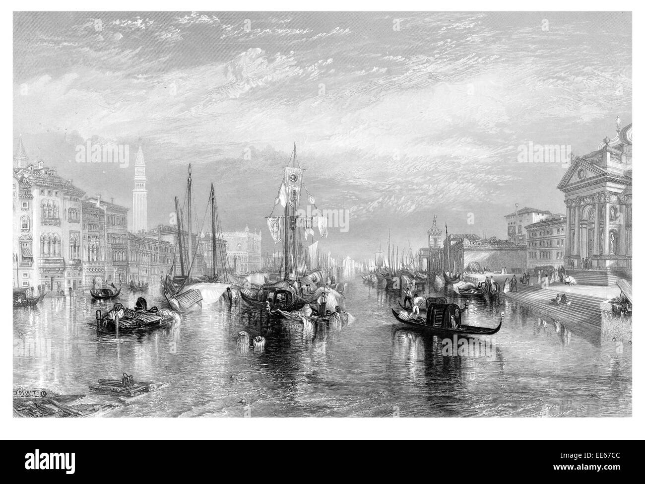 Le Grand canal Joseph Mallord William Turner Venise Italie Venise gondole vaporetti navire marchand commerçant commerce bateau péniche Banque D'Images