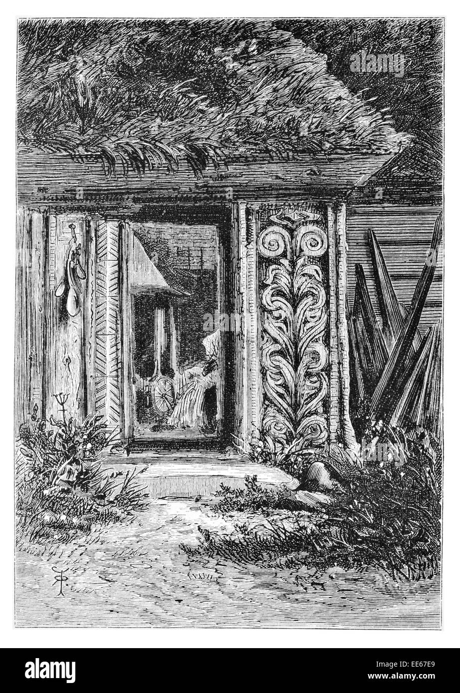 Linteau sculpté Carved house Thelemarken Telemarken norvégien Norvège pavillon en bois Bois Bois Bois d'entrée de porte d'accueil Banque D'Images