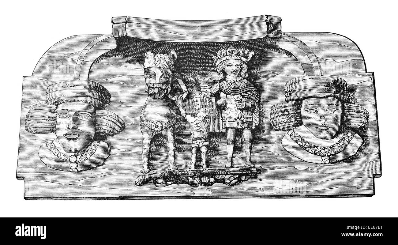 Miserere Printemps 1395 Cathédrale de Worcester sculpture misericord propitiatoire sculpté en bois banc en bois anglicane Prieuré fin Banque D'Images