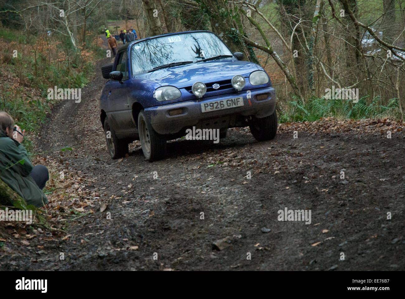 Location de concurrents sur le Fingle Section du procès d'Exeter 2013 Banque D'Images