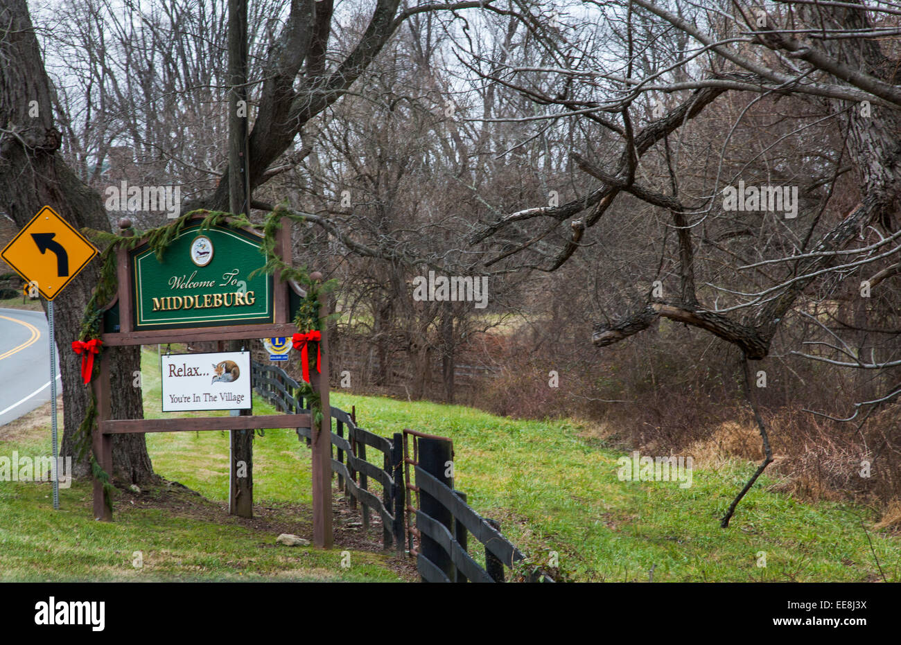 Bienvenue à Middleburg signe, ville en Virginie, Loudoun County, United States Banque D'Images