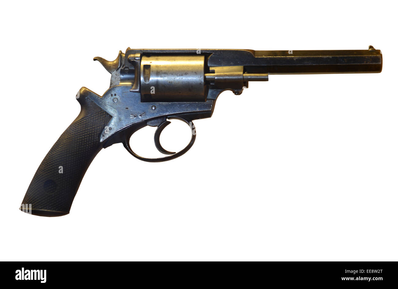 Adams Mark II revolver, fusil, pistolet sur fond blanc Banque D'Images
