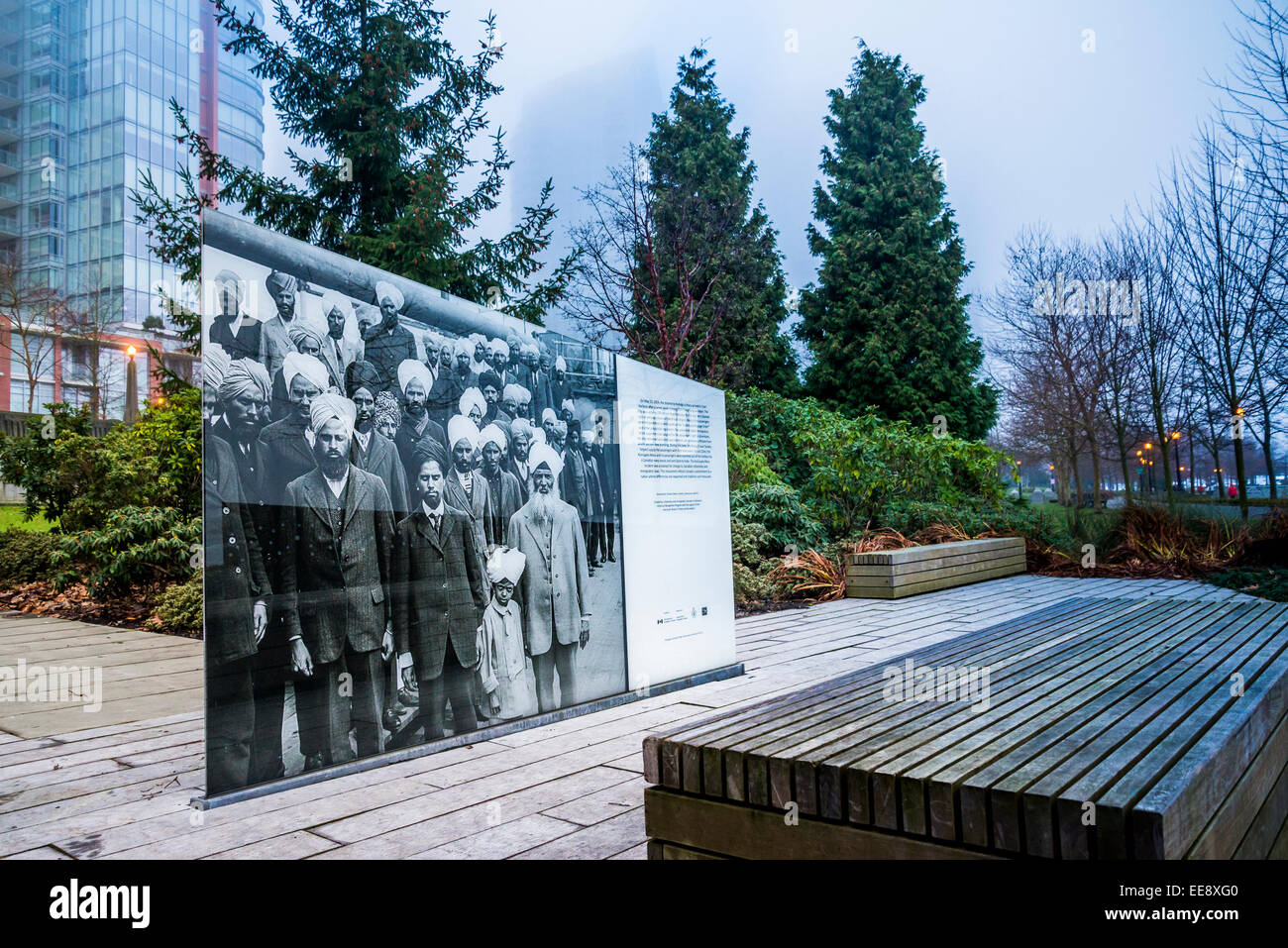 Le Komagata Maru Monument à 376 passagers en provenance de l'Inde de ne pas autorisés à débarquer au Canada en 1914., port de Green Park, Vancouver, BRI Banque D'Images