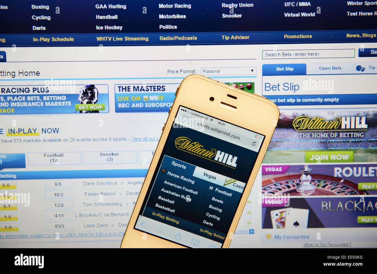 William Hill Site Web et IPhone Banque D'Images