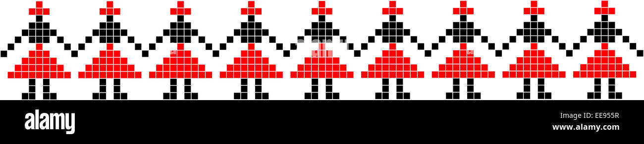 Costume traditionnel roumain motif Motif ethnique véritable danse Banque D'Images