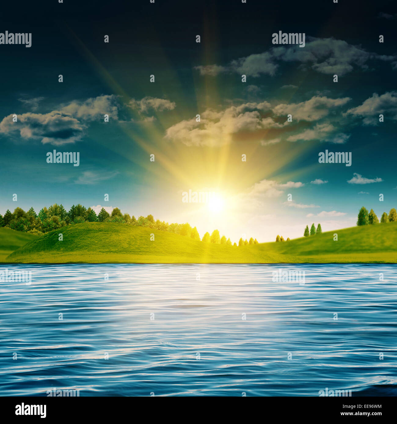 Du côté de la rivière. Résumé de l'été pour votre conception de paysage Banque D'Images