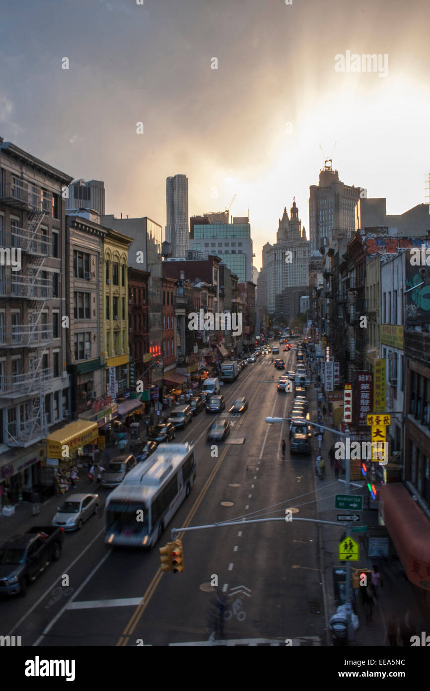 New York Chinatown de Manhattan Bridge. Banque D'Images