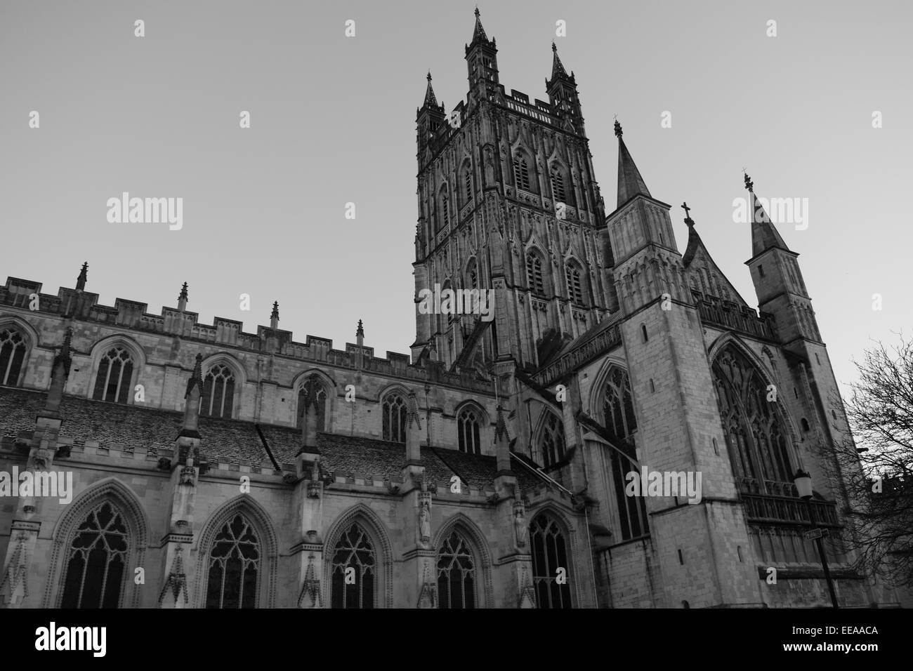 La cathédrale de Gloucester monochrome Banque D'Images