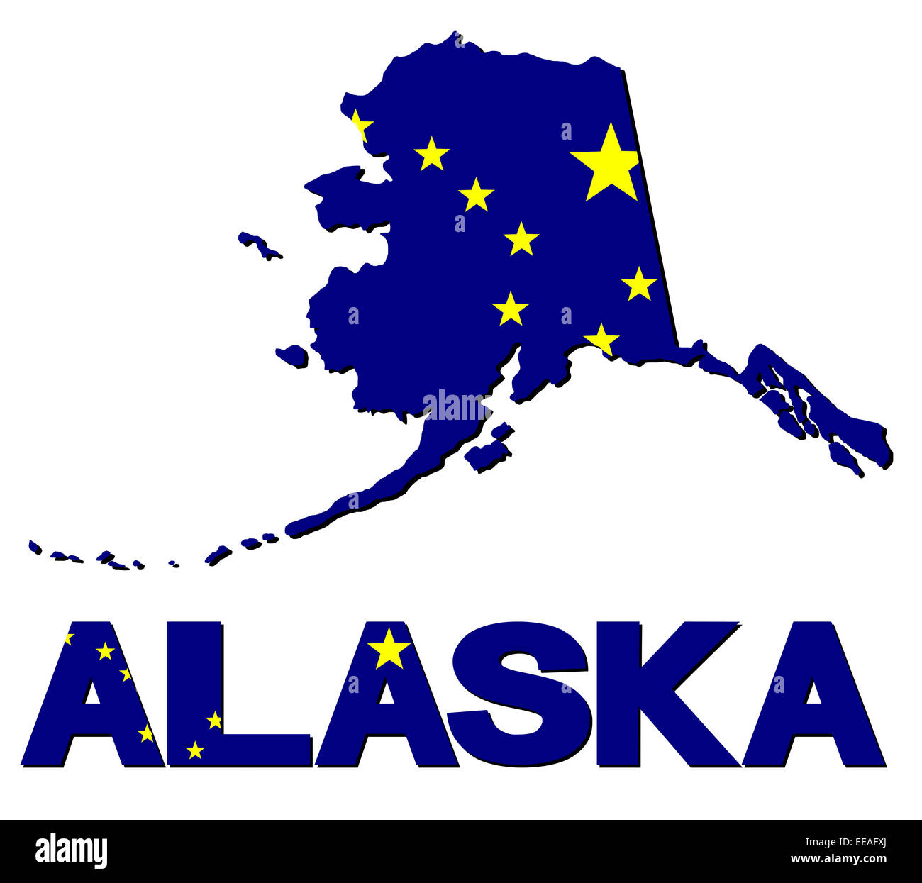 Carte Drapeau de l'Alaska et l'illustration de texte Banque D'Images