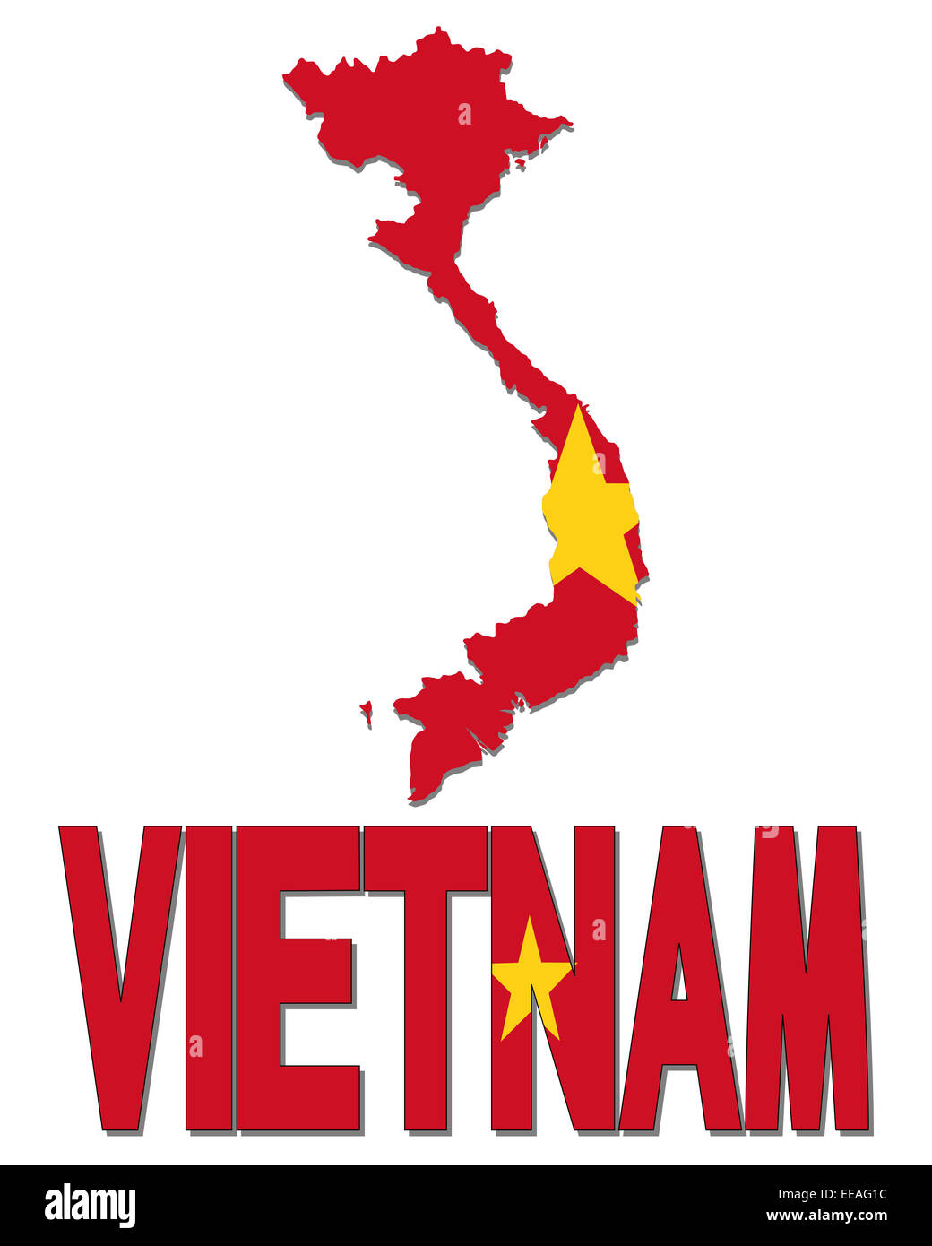 Vietnam Carte Drapeau et texte illustration Banque D'Images