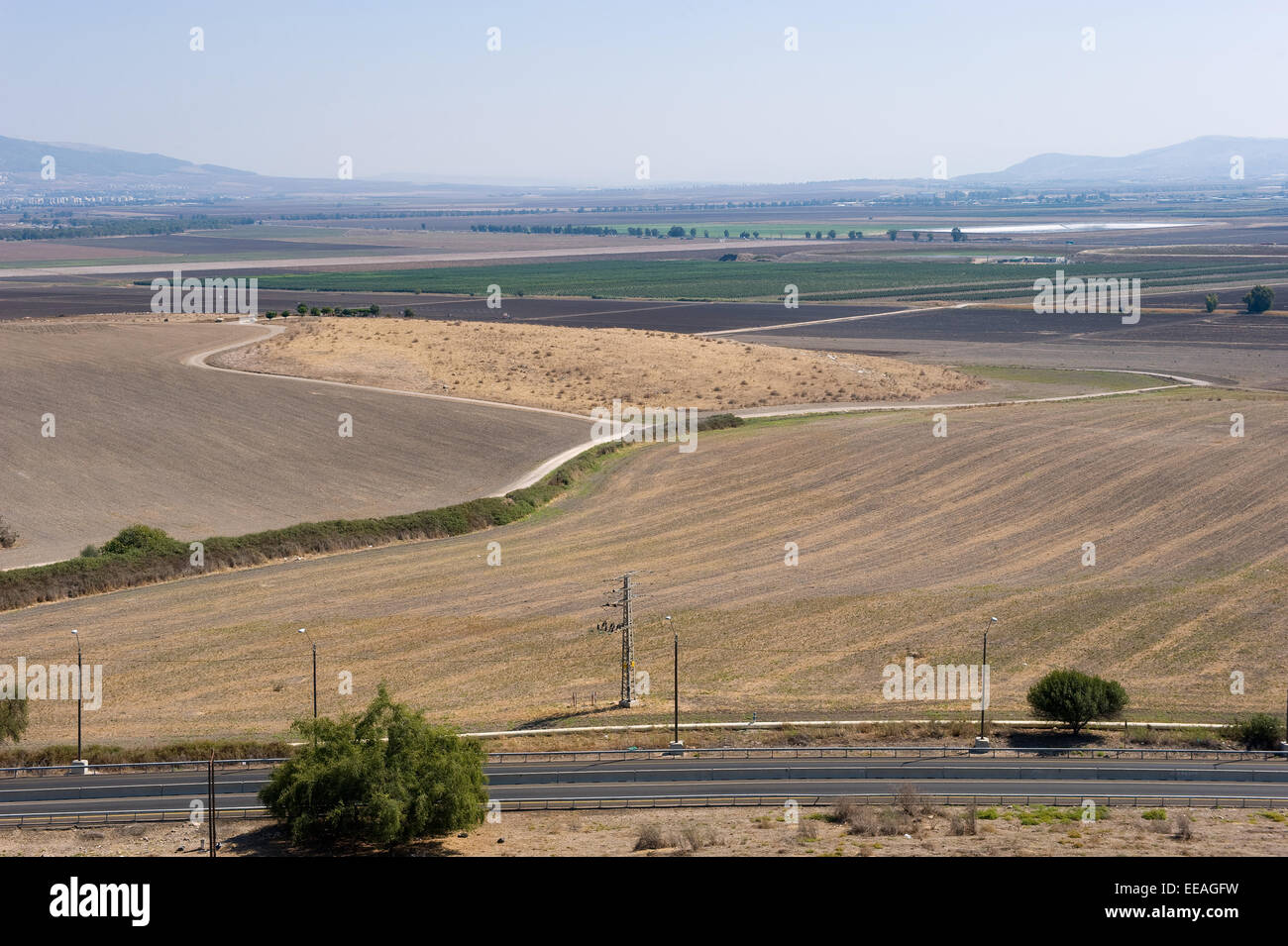 La vallée de Jezreel, vu de l'ancienne ville Meguiddo Banque D'Images
