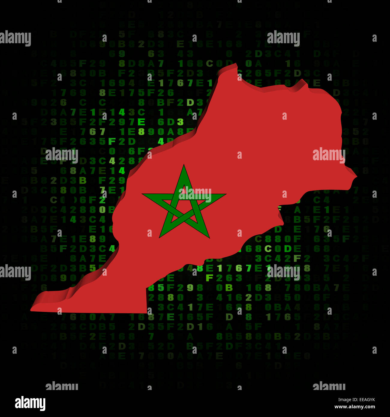 Carte du Maroc drapeau sur code hex illustration Banque D'Images