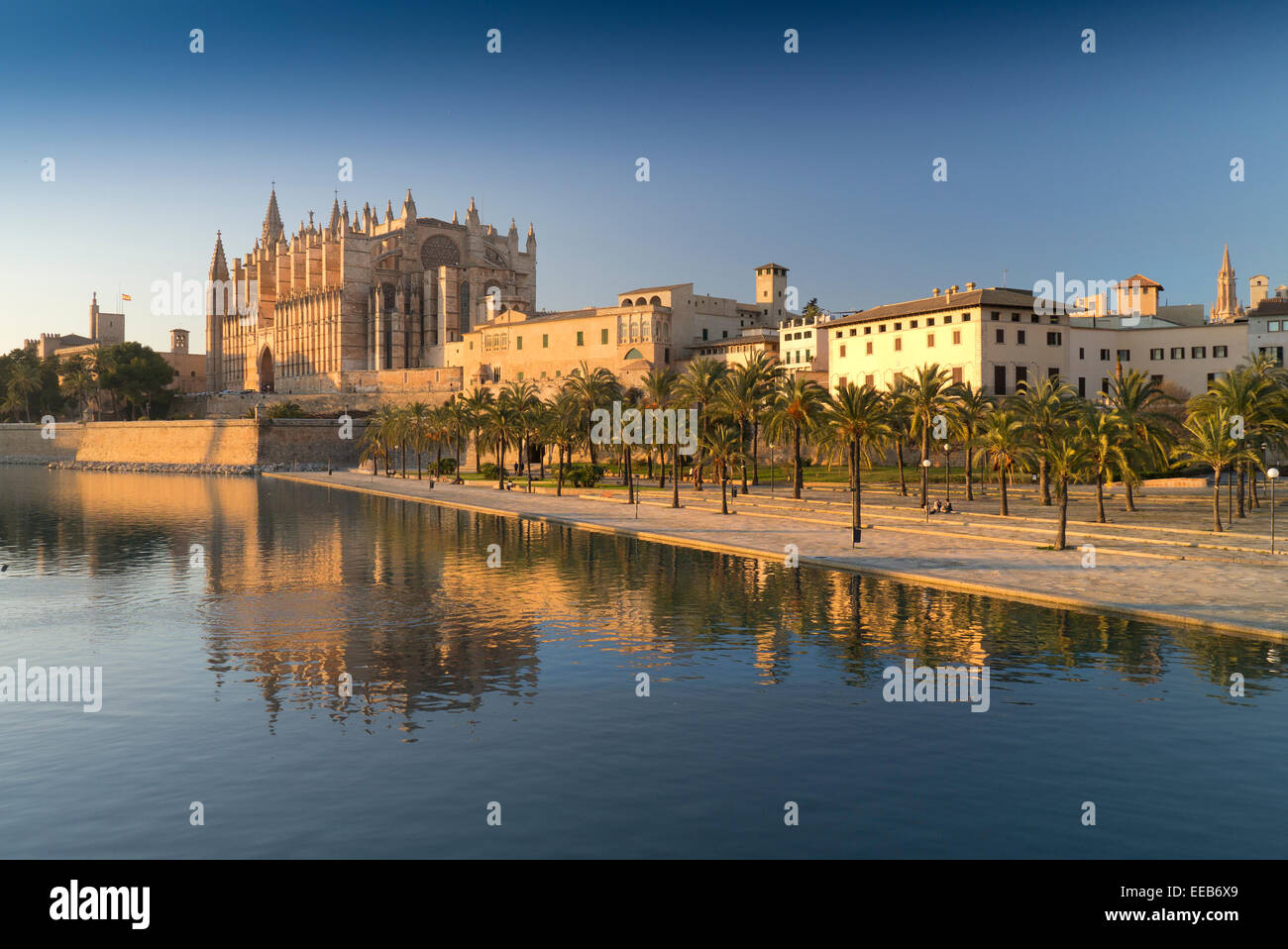 La baie de Palma, La Cathédrale Vue sur baie, Palma, Majorque, Espagne Banque D'Images