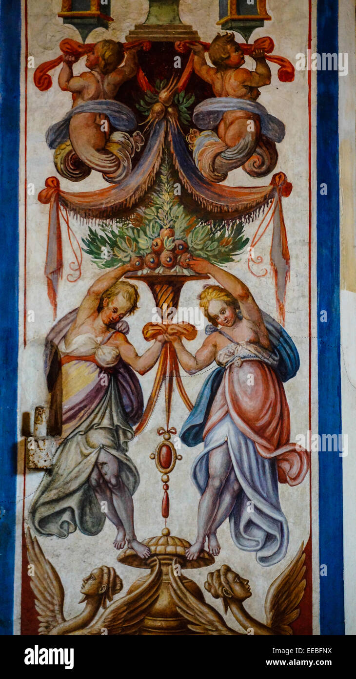 Des peintures au plafond au musée du Vatican, Italie Banque D'Images