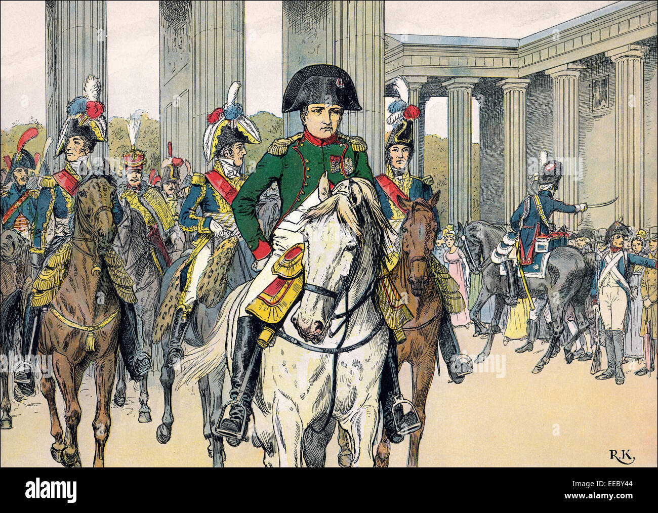 L'arrivée de Napoléon I à Berlin le 27 octobre 1806, Guerres napoléoniennes, peinture historique par R. Knötel, maison d'édition Paul K Banque D'Images