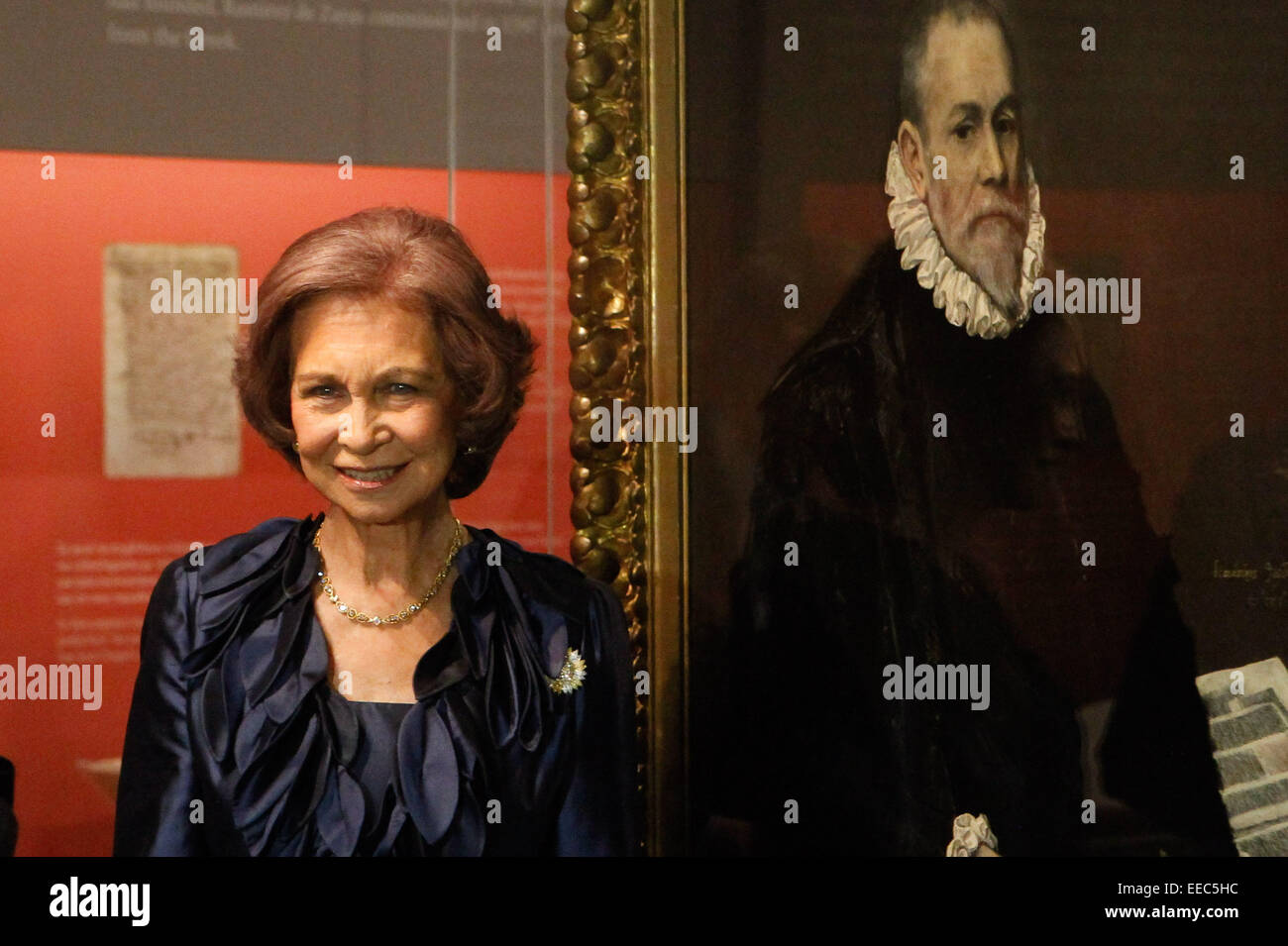 La Reine Sofia d'Espagne inaugurent l'exposition 'Les amis et parrains de l'El Greco à Tolède" au Musée Benaki, près de la Place Syntagma Banque D'Images