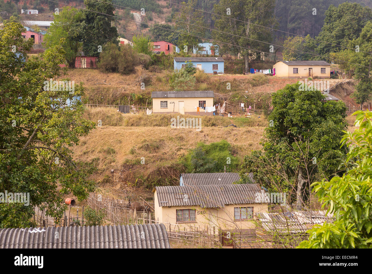 BULEMBU, SWAZILAND, AFRIQUE - ex-ville minière de l'amiante, aujourd'hui en grande partie inoccupée. Banque D'Images