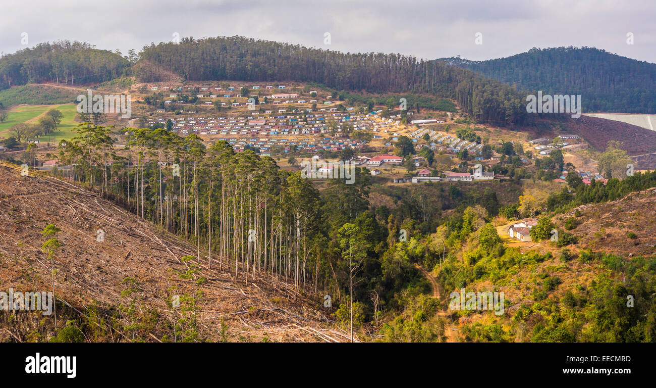 BULEMBU, SWAZILAND, AFRIQUE - ex-ville minière de l'amiante, aujourd'hui en grande partie inoccupée. Banque D'Images