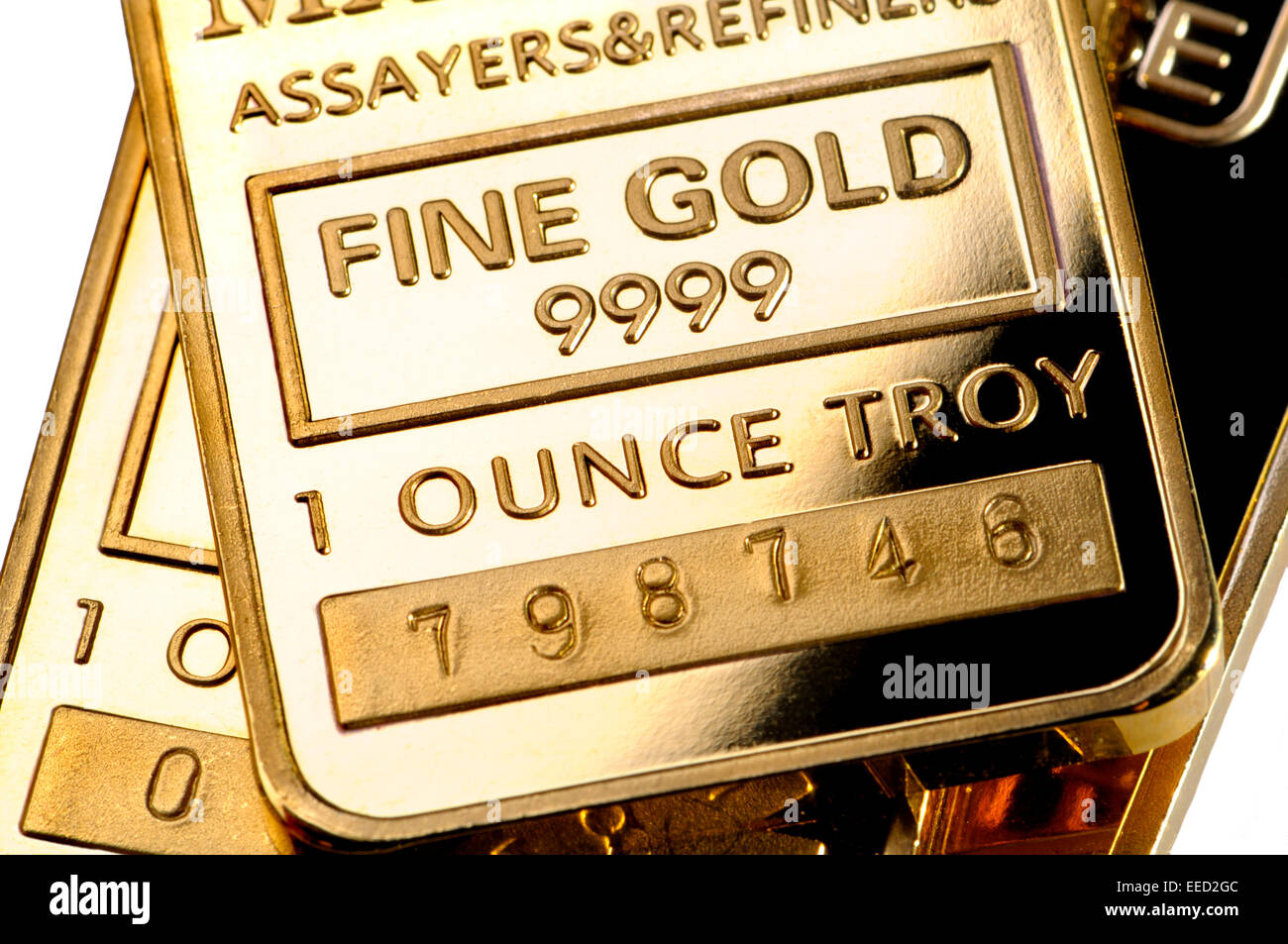 Pure Gold bars / lingots (répliques) plaqué 1 once troy Banque D'Images