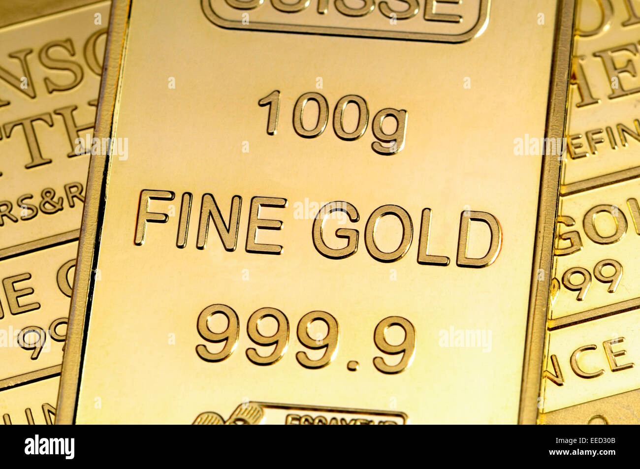Pure Gold bars / lingots (répliques) plaqué Banque D'Images