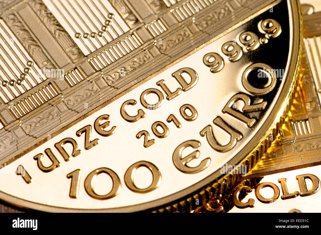 1 once pièce d'or autrichien plaqué (réplique) Banque D'Images