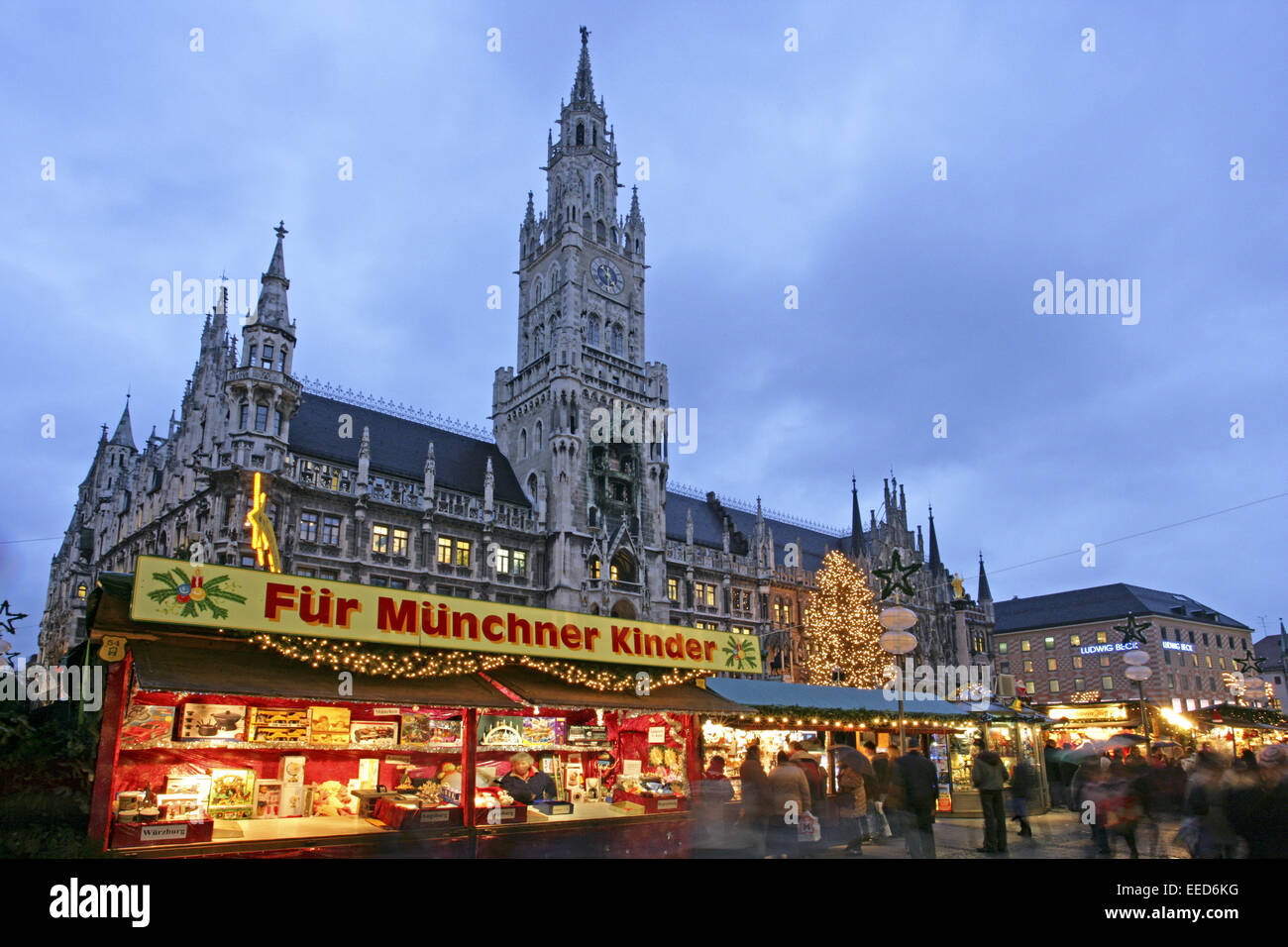 Deutschland, Bayern, Munich, München, Rathaus Weihnachtsmarkt, Abend, Europa, Sueddeutschland, Süddeutschland, Oberbayern, STA Banque D'Images