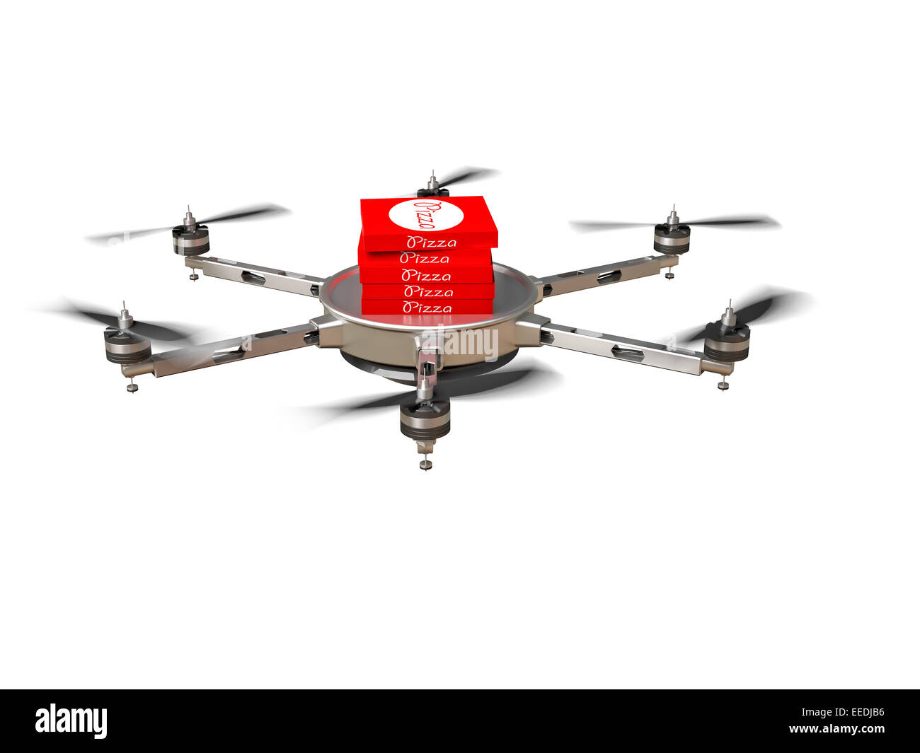Image 3D de drone de livraison de pizza futuriste Banque D'Images