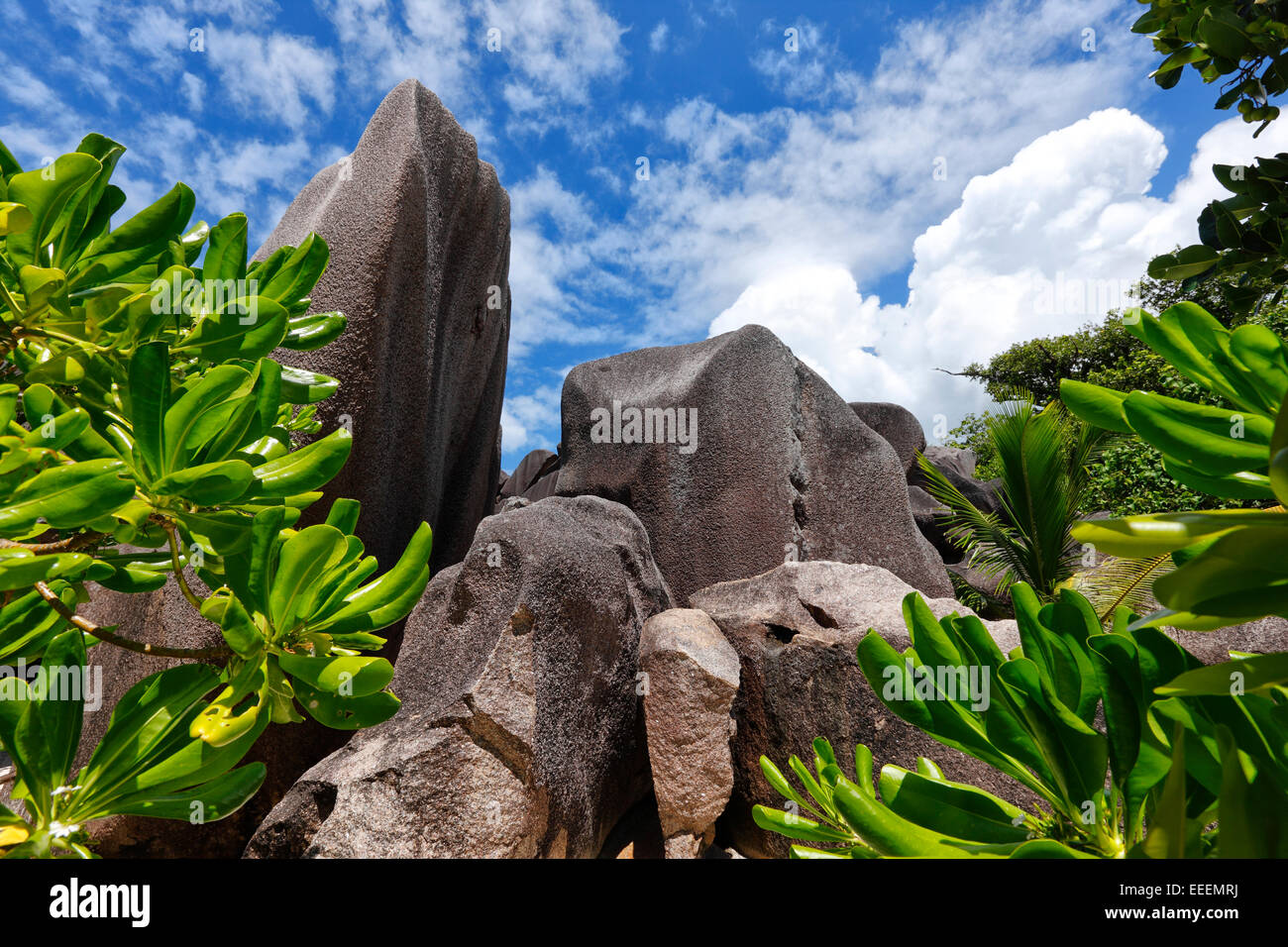 Rock Island Seychelles, La Digue Banque D'Images