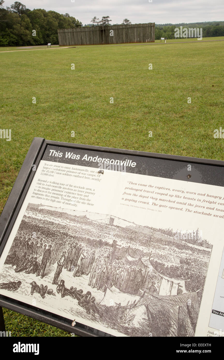 Lieu historique national d'Andersonville accueil à l'ancien Camp Sumter Confederate camp de prisonnier de guerre où 45 000 prisonniers de l'Union européenne ont eu lieu le 6 mai, 2013 dans d'Andersonville, en Géorgie. Banque D'Images