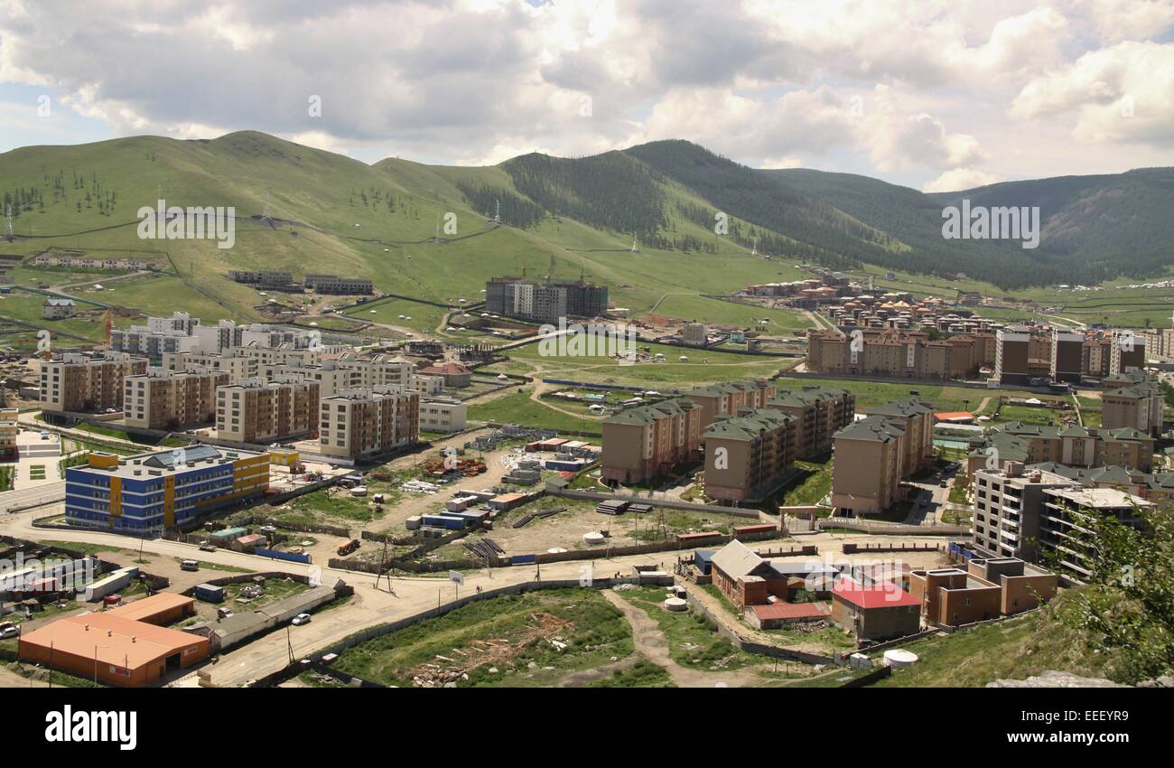 Nouvelle construction de bâtiments dans la capitale Oulan-Bator, Mongolie Banque D'Images